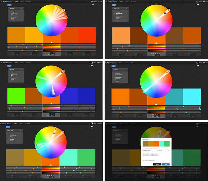 An example of different color schemes created using a single base color.